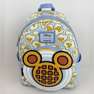 Loungefly Disney Breakfast Waffle Mickey Scented Blue Mini Backpack New With Tag